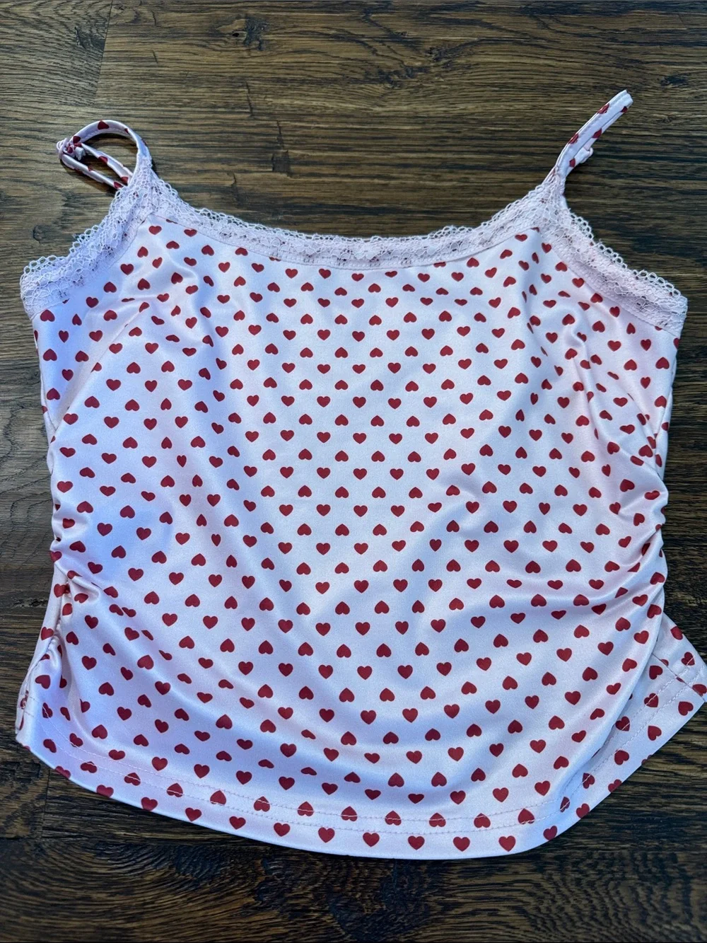 Pink Cami & Short Sleep Set with Red Heart Print